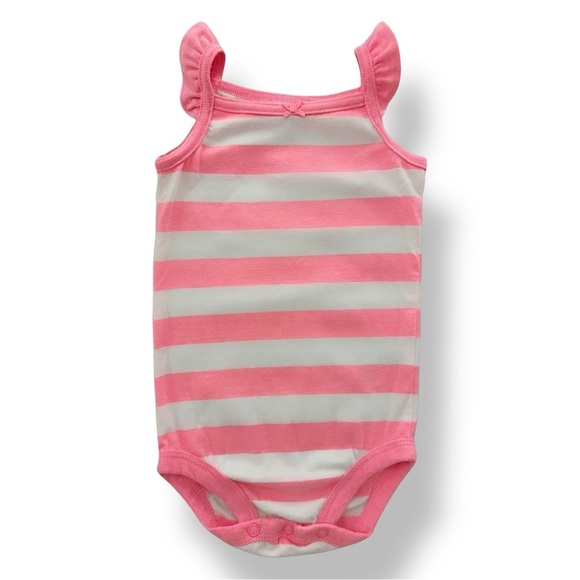 Carter’s | Candy Stripe Ruffle Rompers (9 mos) ♥️🩷🧡 - Picture 3 of 5